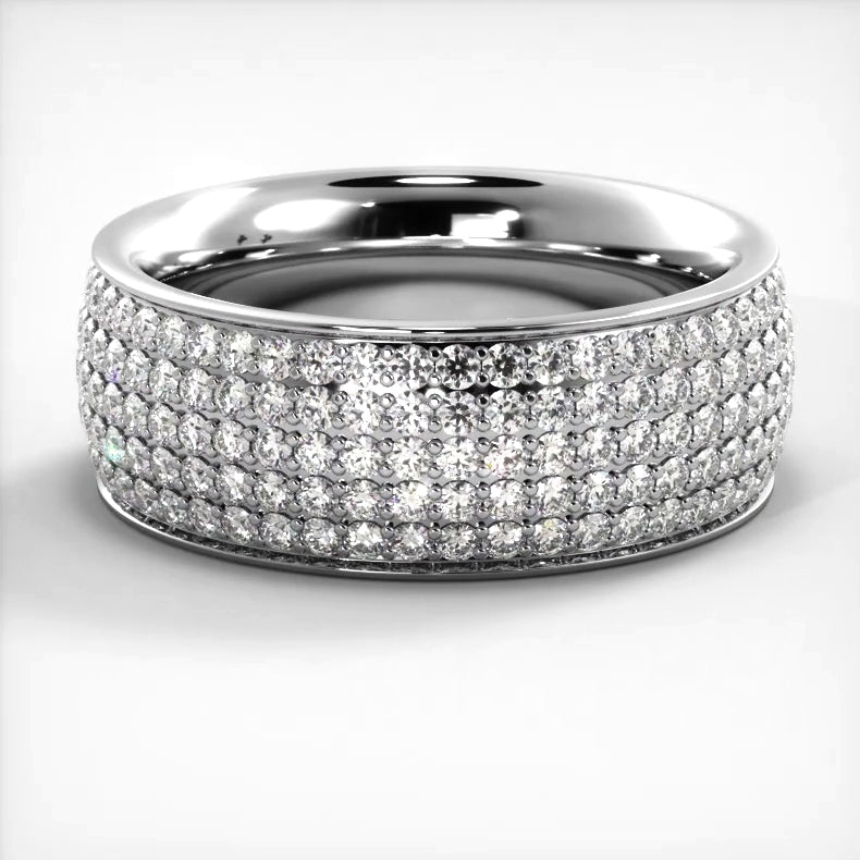 1.96 Carat Round Diamond Eternity Wedding Band - Sparkling Bridal Ring for Women, Perfect for Anniversaries & Proposals (14K White Gold)