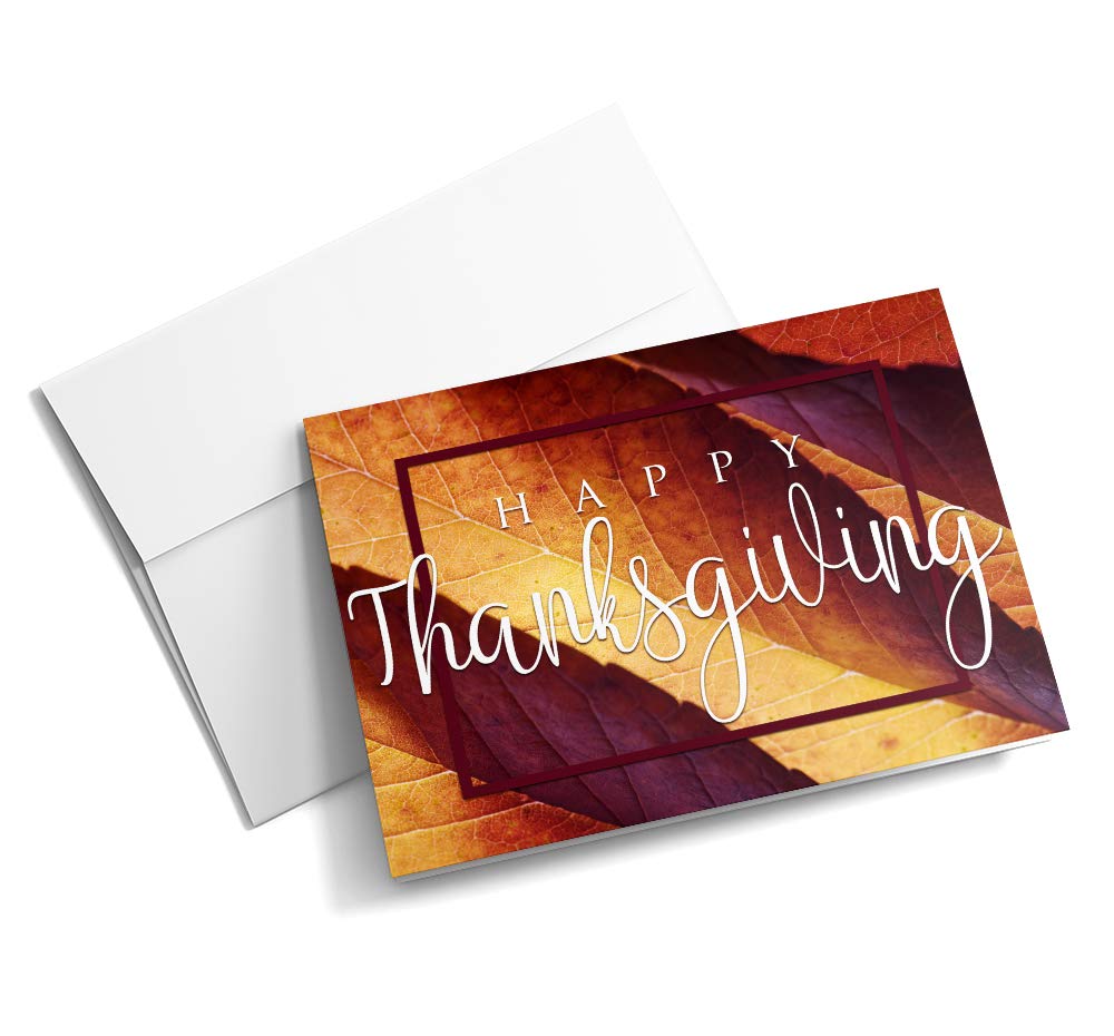 Shades of Autumn - 25 Premium Thanksgiving Greeting Cards with Custom Messages & Envelopes | Printed in USA | Perfect for Family Gatherings, Office Parties & Holiday Greetings
