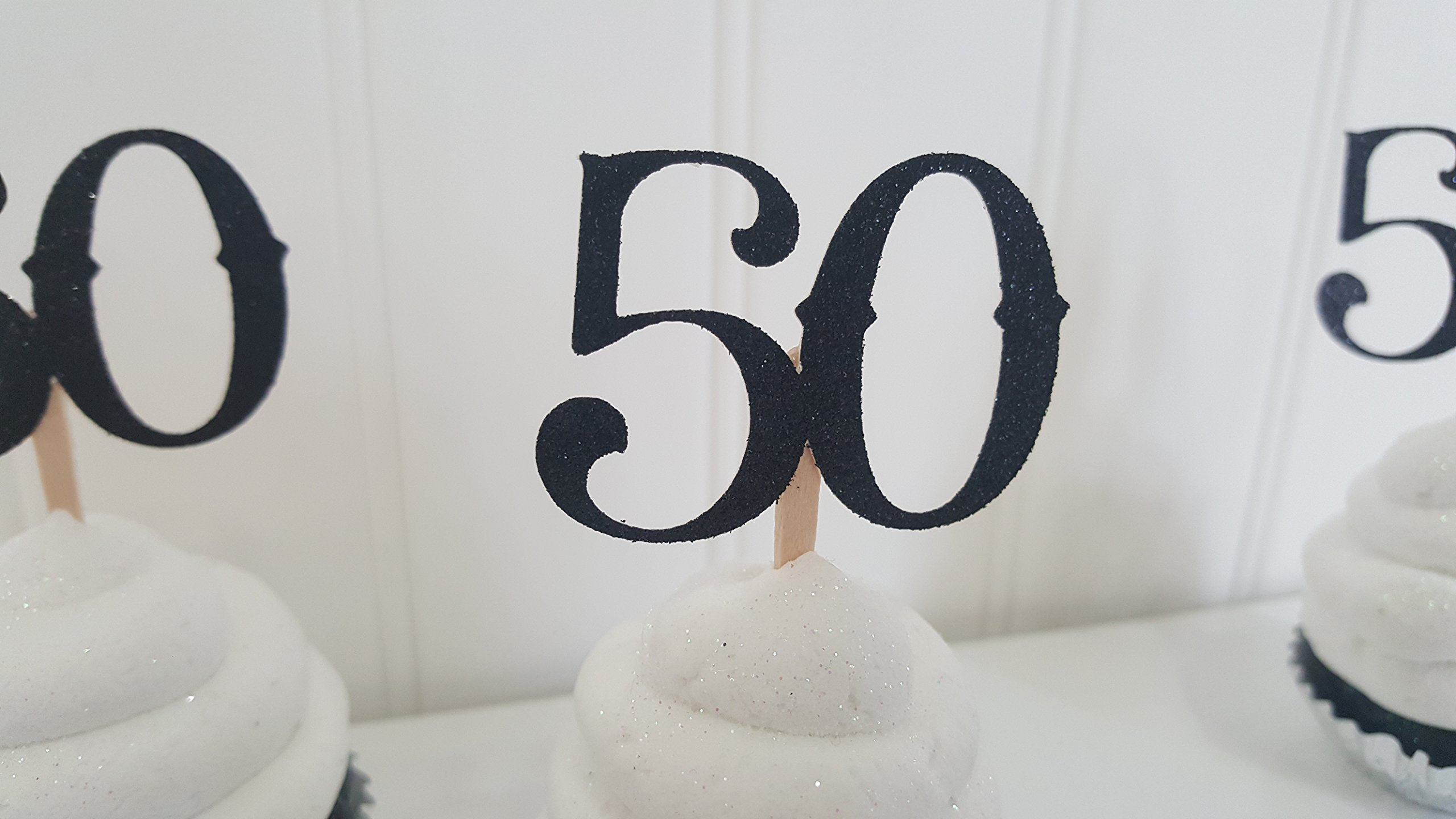 50th Birthday Cupcake Toppers - Gold & Black Decorations for Milestone Celebrations - Perfect for Anniversary, Retirement Parties & Special Occasions