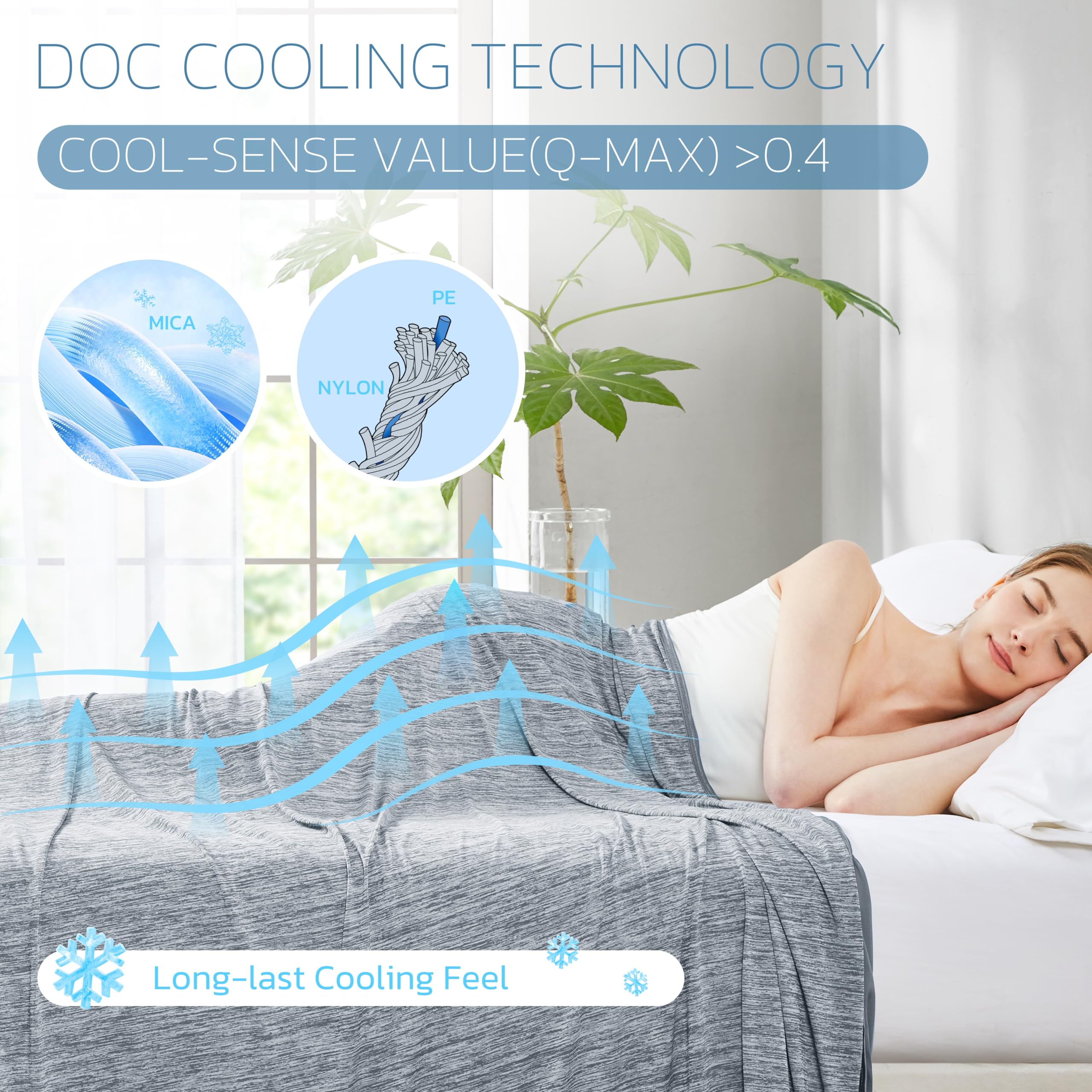 Cooling Lightweight Summer Blanket - Thin Breathable Cooling Blanket for Hot Sleepers - 50