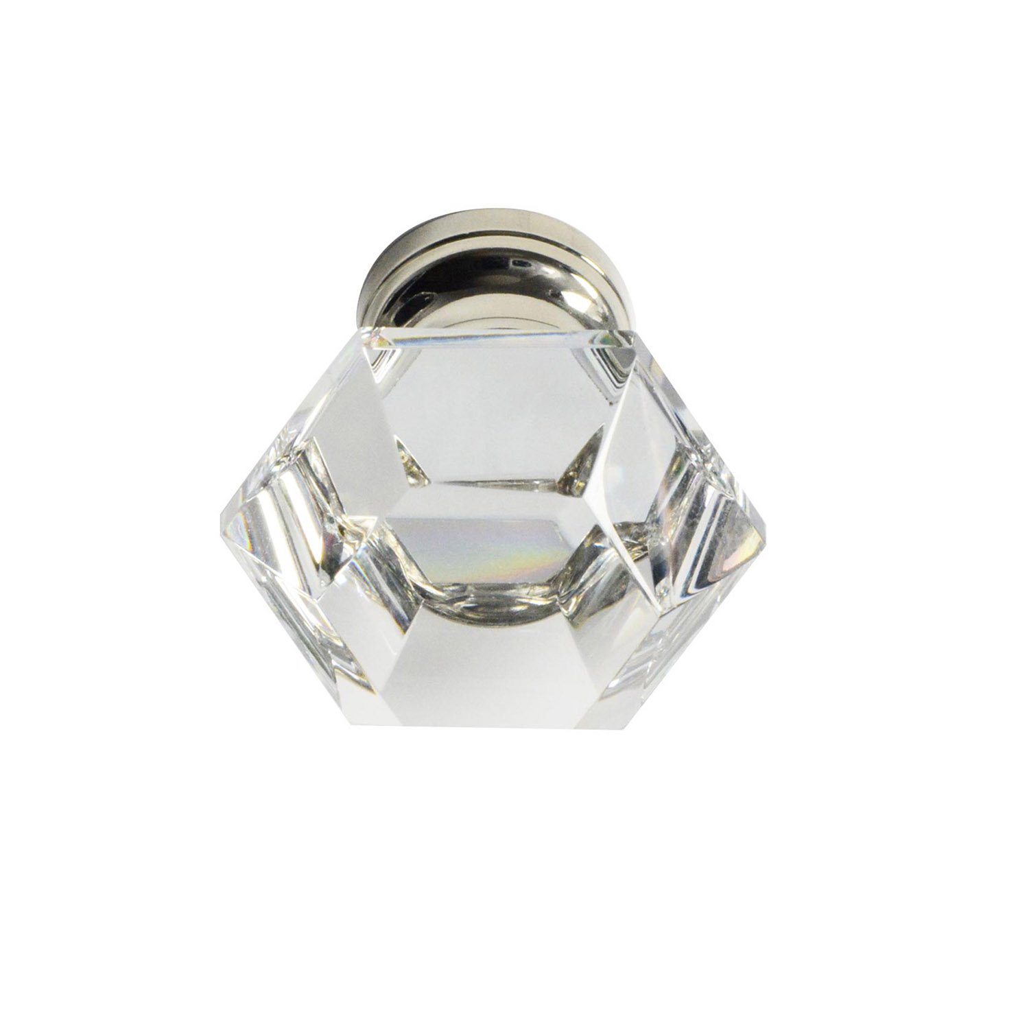CKP Brand Elegance Glass Collection 1-1/4 Inch (32mm) Clear Glass Cabinet Knob with Polished Nickel Base - 10 Pack for Kitchen Cabinets, Dressers & Furniture Hardware