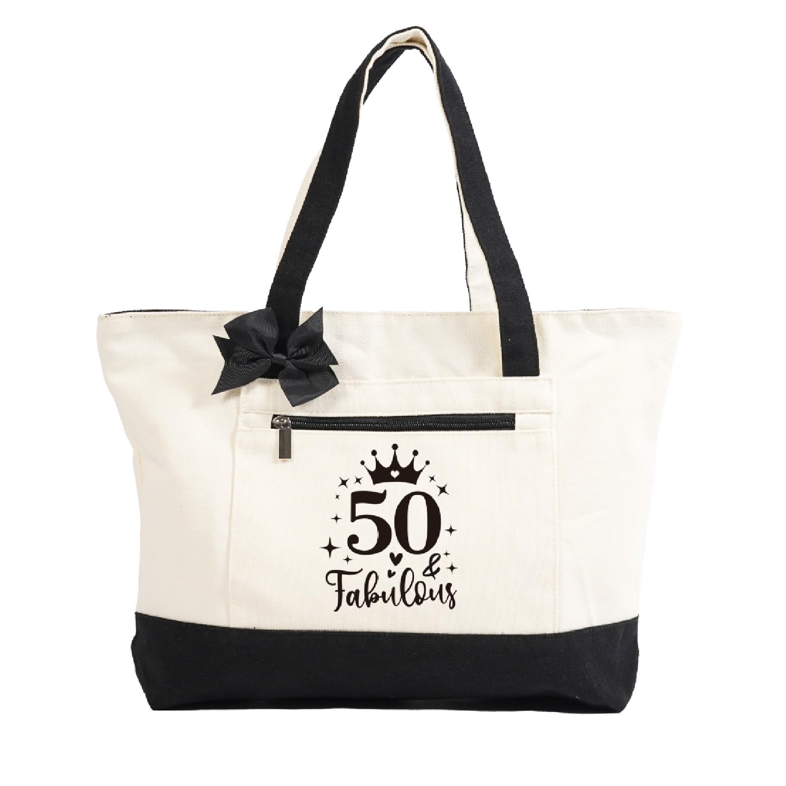 Personalized 50th Birthday Canvas Tote Bag for Women - Unique 50 Year Old Gift Idea for Her, Mom, Sister, Daughter & Friends - Perfect 50th Birthday Party Decorations & Turning 50 Present - Great for Celebrations, Travel & Everyday Use