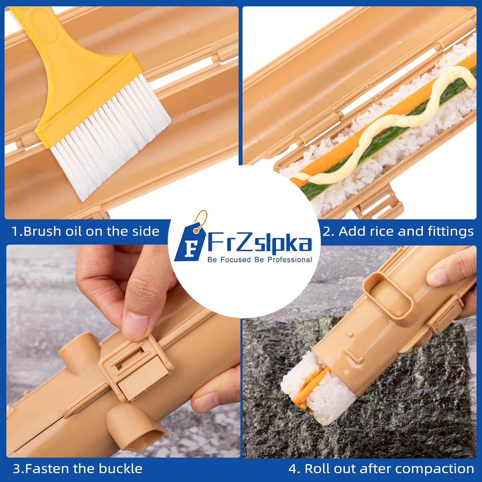 Premium Sushi Maker Kit - Non-Toxic BPA-Free Plastic Sushi Roller Bazooka for Beginners & Kids - Easy Homemade Sushi Making Tool - Perfect for Family Cooking, Parties & Japanese Cuisine Lovers