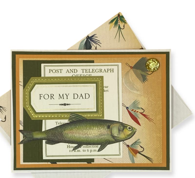 Father's Day Card for Dad - Handmade Fishing Birthday Card from Kids - Masculine Greeting Card for Dad - Perfect for Father's Day, Birthday & Special Occasions