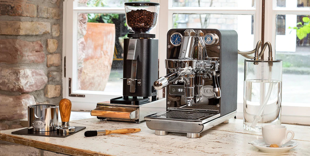 ECM Puristika Professional Espresso Machine - Black | Compact & High-Performance Home Coffee Maker for Espresso Lovers | Perfect for Small Kitchens, Offices & Coffee Shops