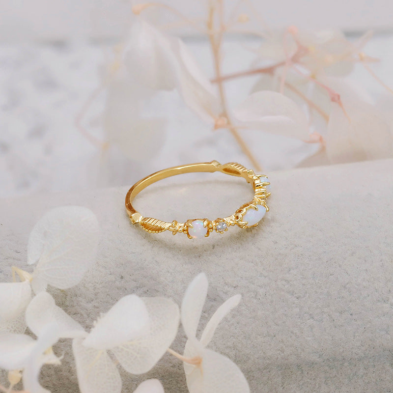 14K Gold Opal Lace Ring - Elegant Libra Birthstone Jewelry for Women | Perfect Gift for Birthday, Anniversary & Special Occasions