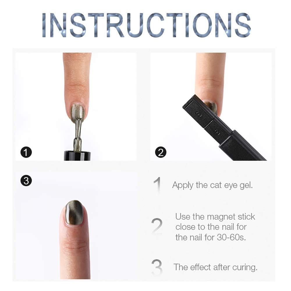 TWIREY 2Pcs Acrylic 3D Cat Eye Nail Art Magnetic Wand - Double Head Magnet Pen for UV Gel Nail Polish, DIY Manicure Tools & Accessories - Perfect for Salon, Home Nail Art & Professional Nail Designs