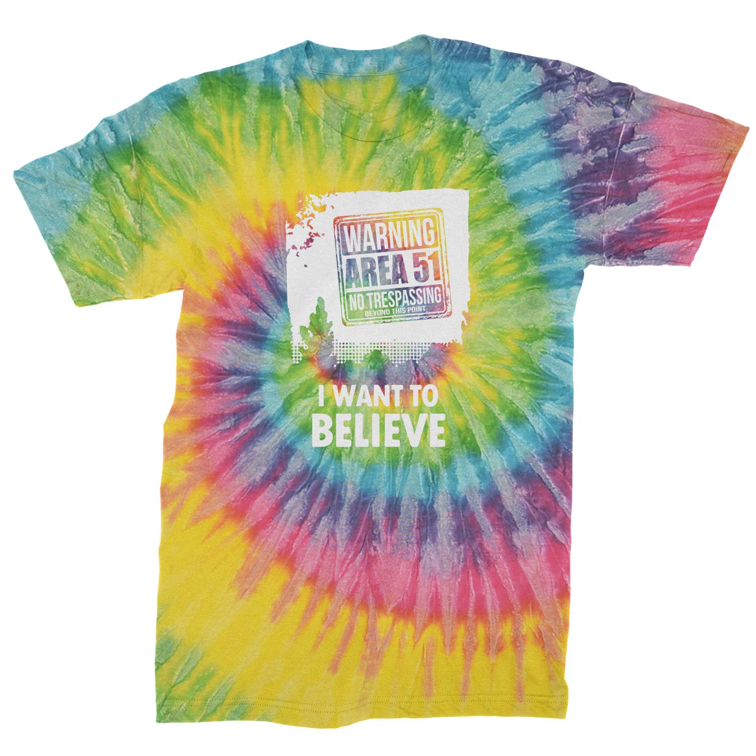 Men's Storm Area 51 Tie-Dye T-Shirt - 'I Want to Believe' UFO Alien Graphic Tee in Small Size - Perfect for Conspiracy Theorists & Sci-Fi Fans