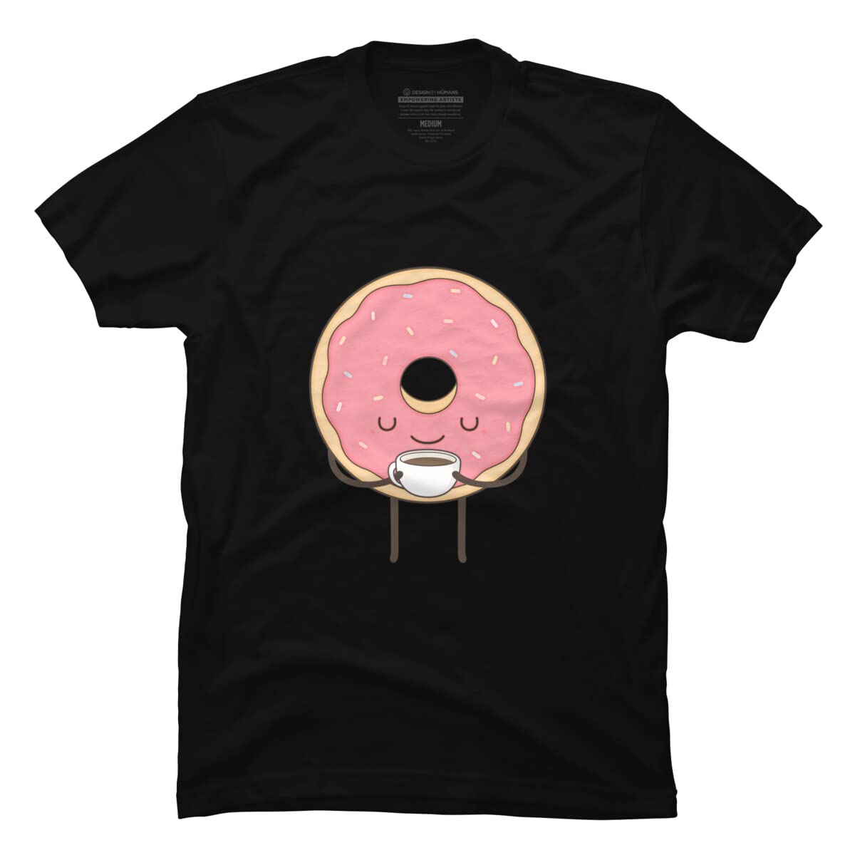 Design By Humans Men's Donut Loves Coffee Graphic T-Shirt by Kimvervuurt - Funny Food Lover Tee for Casual Wear & Coffee Dates