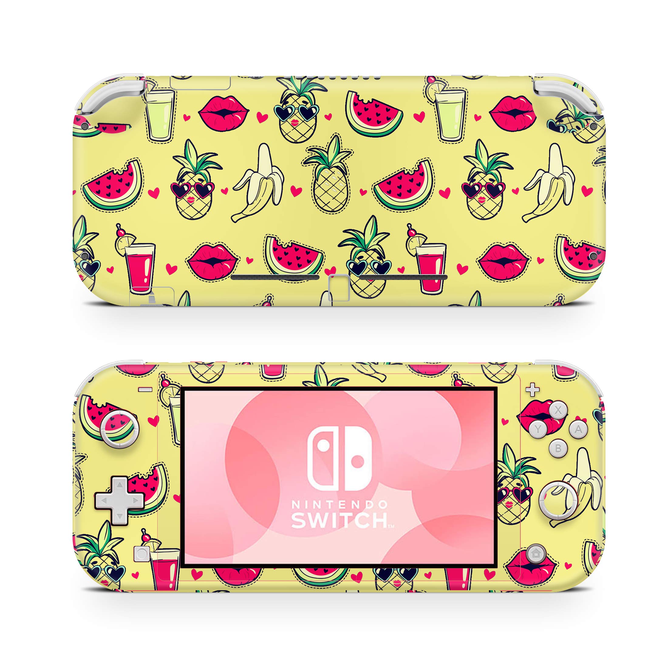 ZOOMHITSKINS Nintendo Switch Lite Skins - Tropical Pineapple & Watermelon Design, 3M Vinyl Protective Cover | Durable, Easy to Install | Made in USA | Perfect for Summer Gaming, Travel & Hawaii-Themed Decor