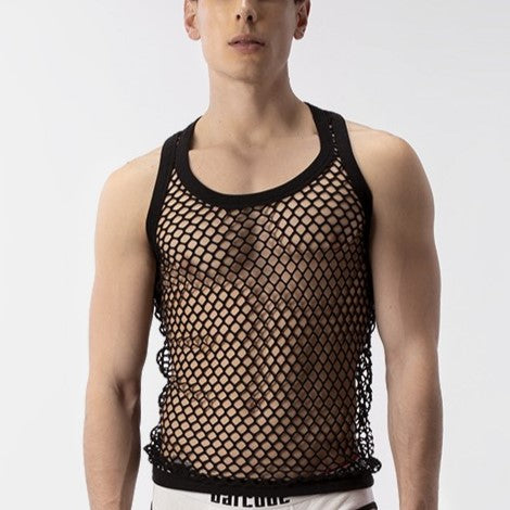 Barcode Berlin Daniya Fishnet Tank Top - Black | Sexy Mesh Crop Top for Women | Perfect for Night Out, Clubwear, and Party Outfits
