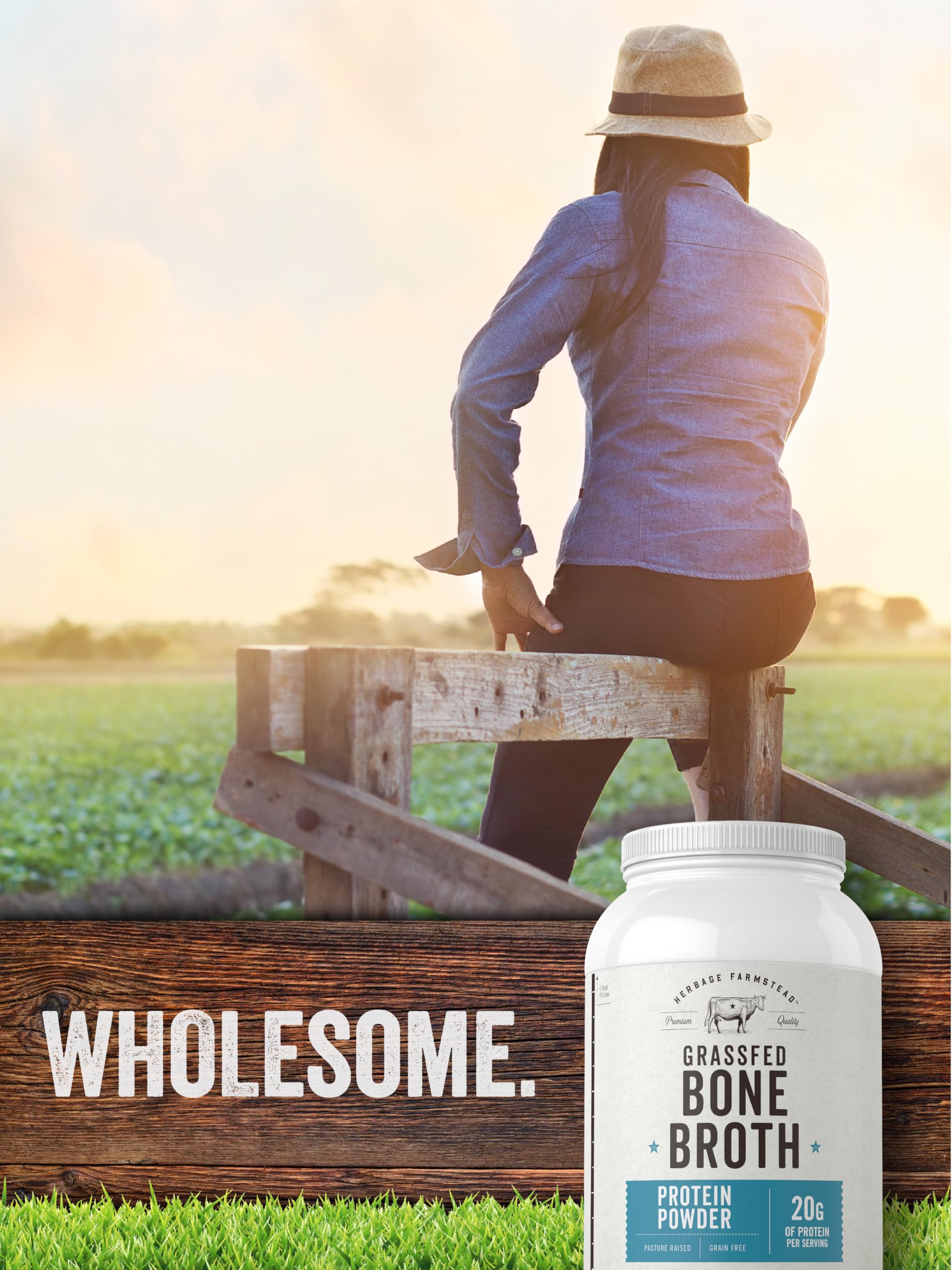 Carlyle Grass Fed Bone Broth Protein Powder - 35.2oz (2.2lb) | 20g Collagen Protein per Serving | Pasture Raised, Grain Free, Non-GMO & Gluten Free Supplement | Supports Muscle Recovery & Gut Health | Ideal for Keto, Paleo & Post-Workout Nutrition