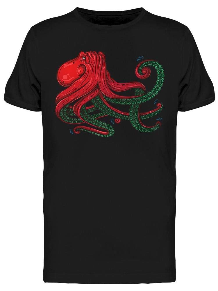 Smartprints Red and Green Octopus Graphic T-Shirt for Men - Soft Cotton Casual Tee for Everyday Wear, Street Style & Gifts