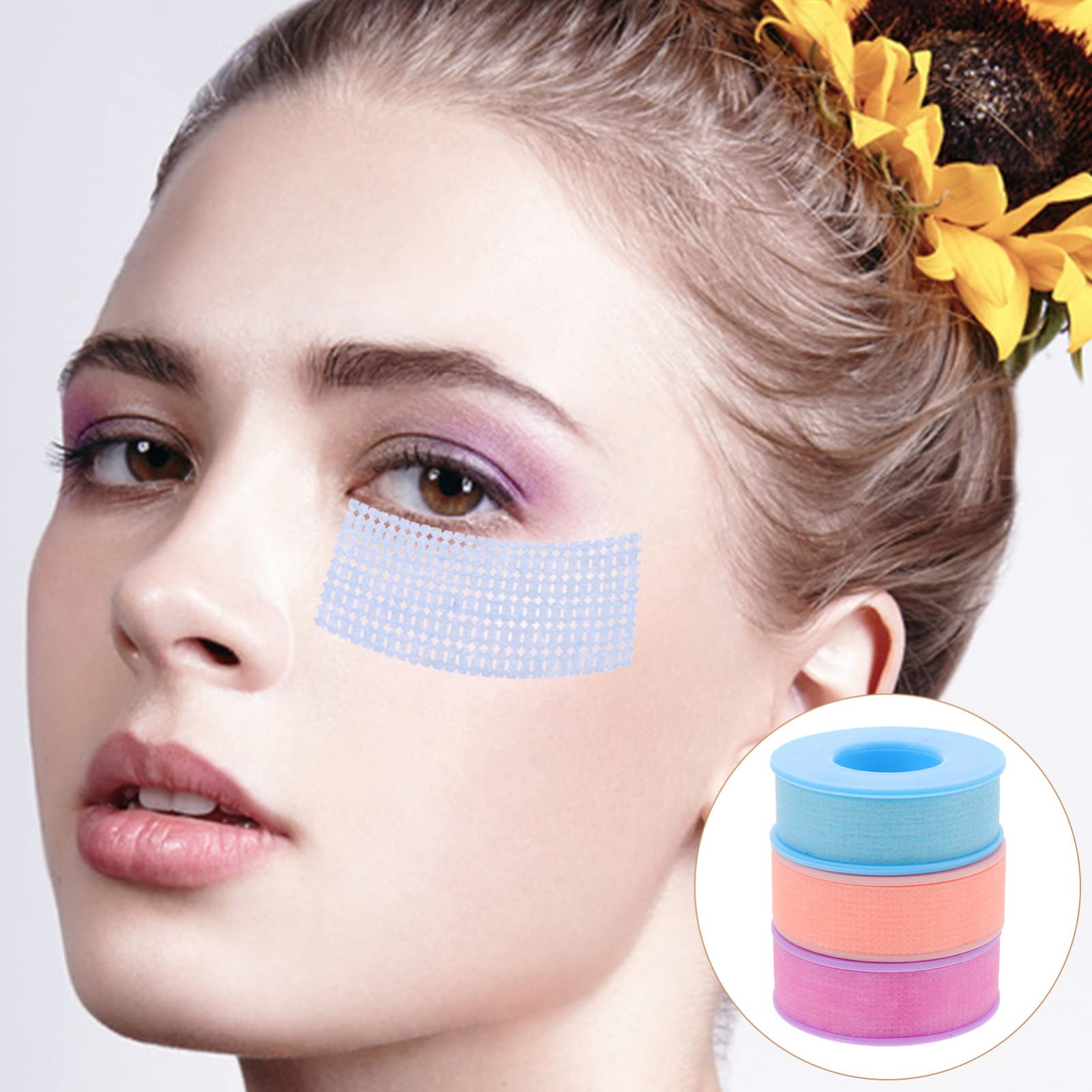 FRCOLOR Eyelash Tape - 3 Rolls Non-Woven Silicone Lash Tape, Breathable & Reusable Eyelash Extension Tool for Professional & DIY Use - Perfect for Salon, Home, and Party Makeup Applications