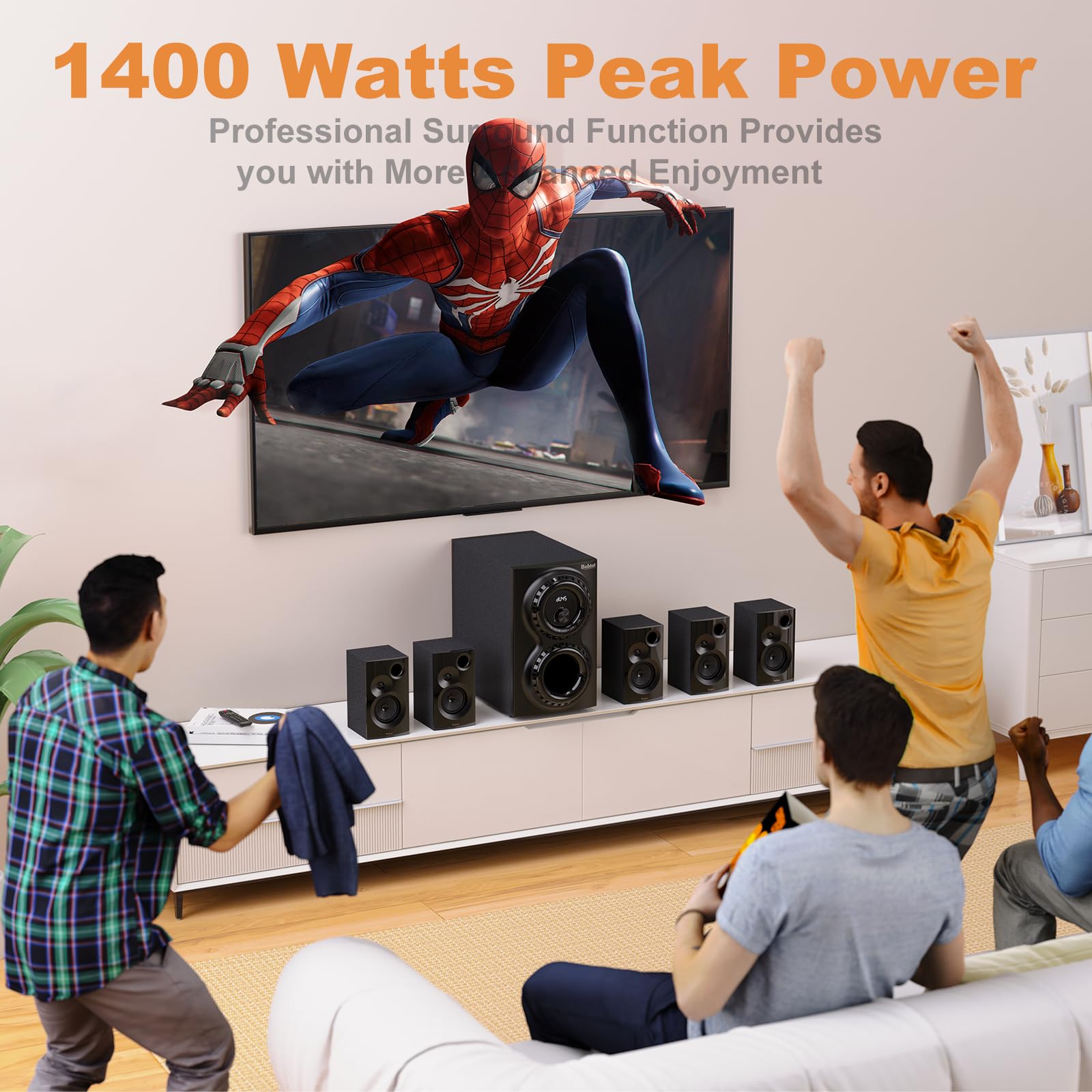 Bobtot 1400W 5.1 Channel Home Theater System with 12