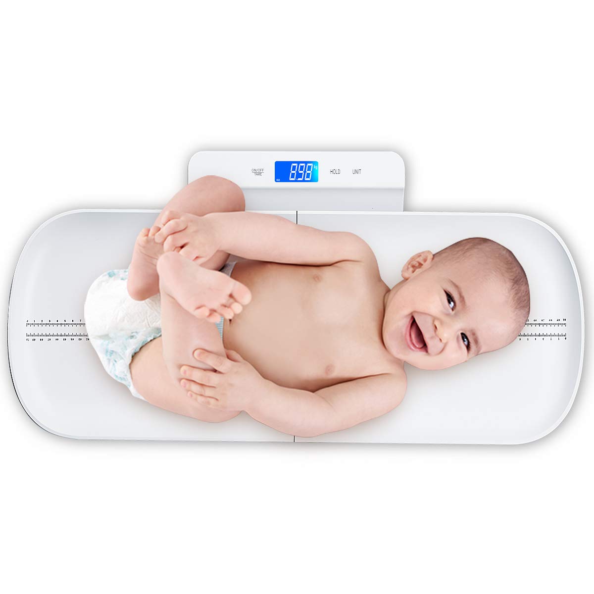 KUBEI Digital Baby Scale for Infants & Pets - Accurate Weight & Height Measurement in kg/lb/oz - Multi-Function Toddler Scale with Holding Function & Tray - Perfect for Newborns, Puppies & Kittens - Ideal for Pediatric Checkups, Pet Health Monitoring & Home Use