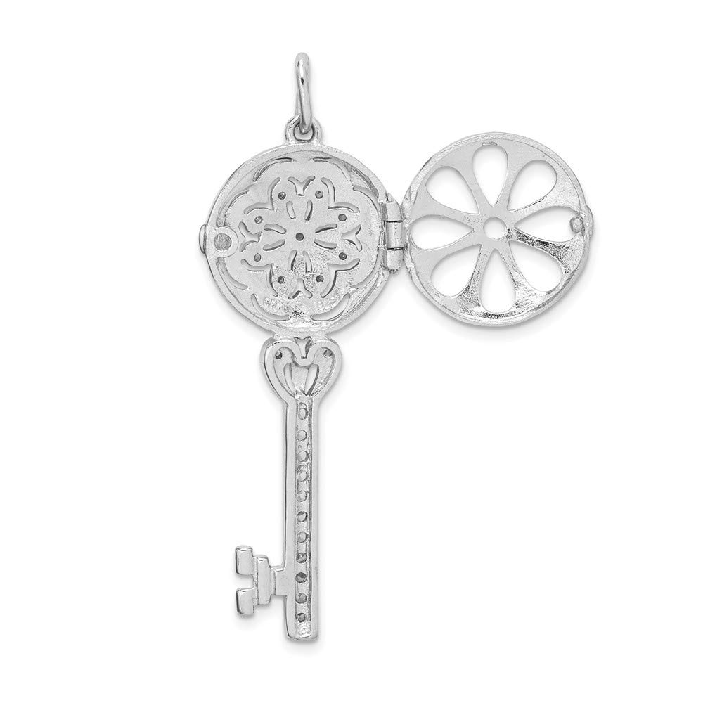 Sterling Silver Synthetic CZ Key Locket Charm QP2033 - Elegant Jewelry Gift for Women, Perfect for Necklaces, Bracelets & Keychains | Birthday, Anniversary, Valentine's Day Present