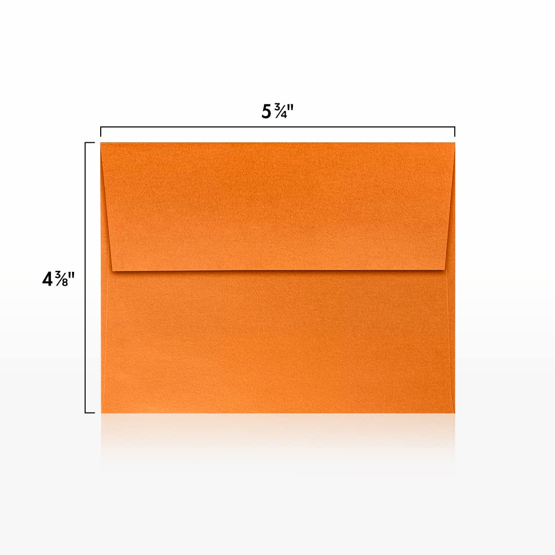 Premium A2 Invitation Envelopes 4 3/8 x 5 3/4 Inches - 500 Pack Flame Orange Metallic Finish for Wedding Invitations, Greeting Cards & Business Correspondence