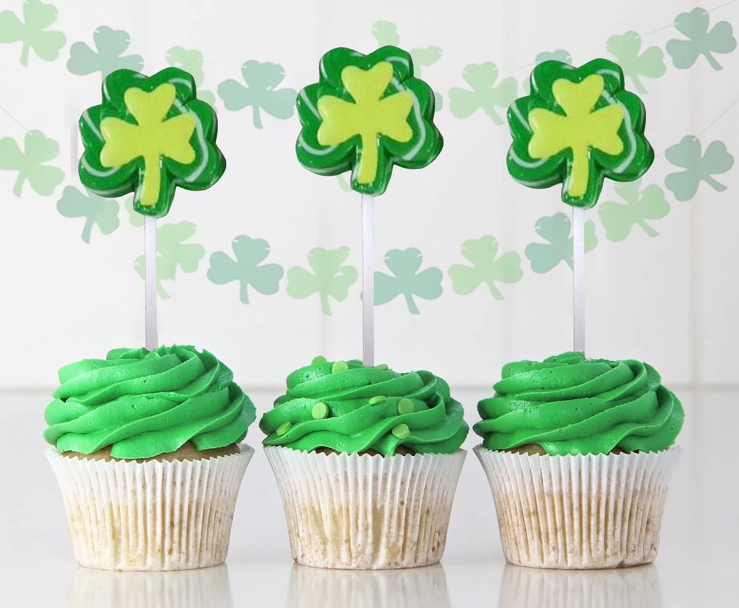 12 Shamrock Lollipops - St. Patrick's Day Green Candy & Party Favors - Irish Themed Treats for Festive Celebrations, Office Gifts & School Events