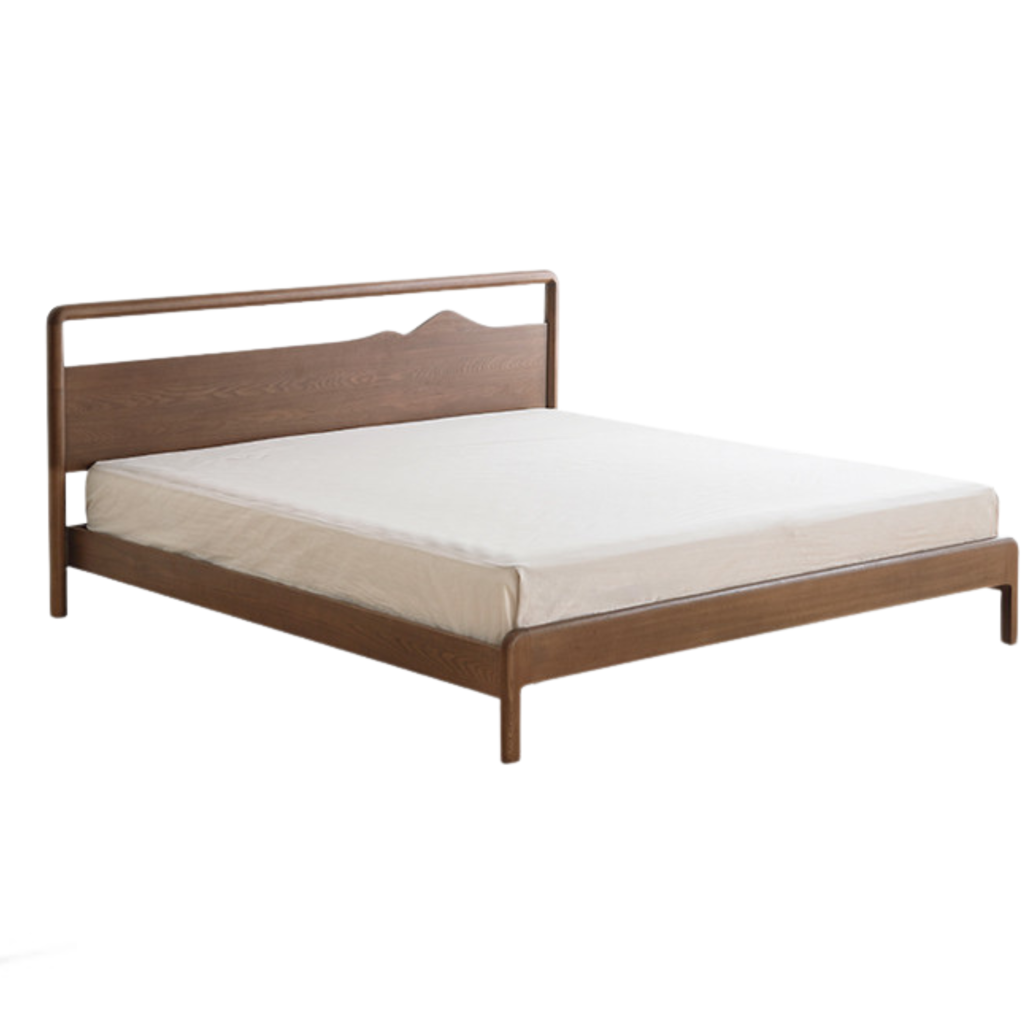 Rich Dark Walnut color North American black walnut bed Low-rise version suitable