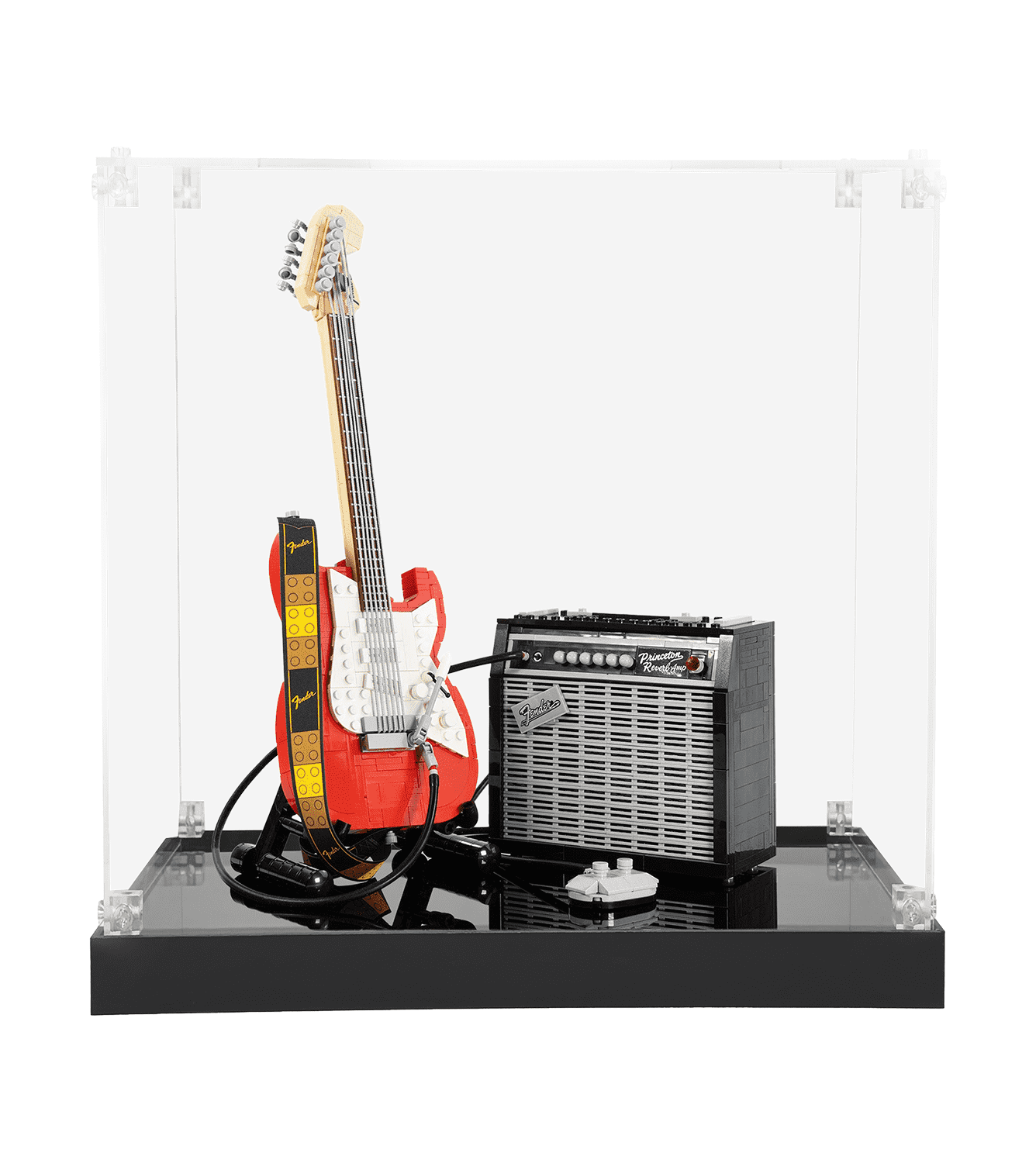 LEGO Ideas Fender Stratocaster 21329 Display Case - Premium Acrylic Showcase for Guitar Model Collection - Perfect for Home Decor, Office Display & Gift for Music Lovers