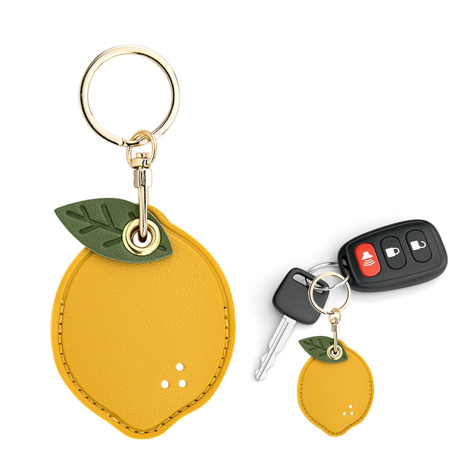 Premium Leather Keychain Holder for Apple AirTag - Anti-Scratch Protective Cover with Key Ring | Perfect for Keys, Backpacks & Luggage Tracking