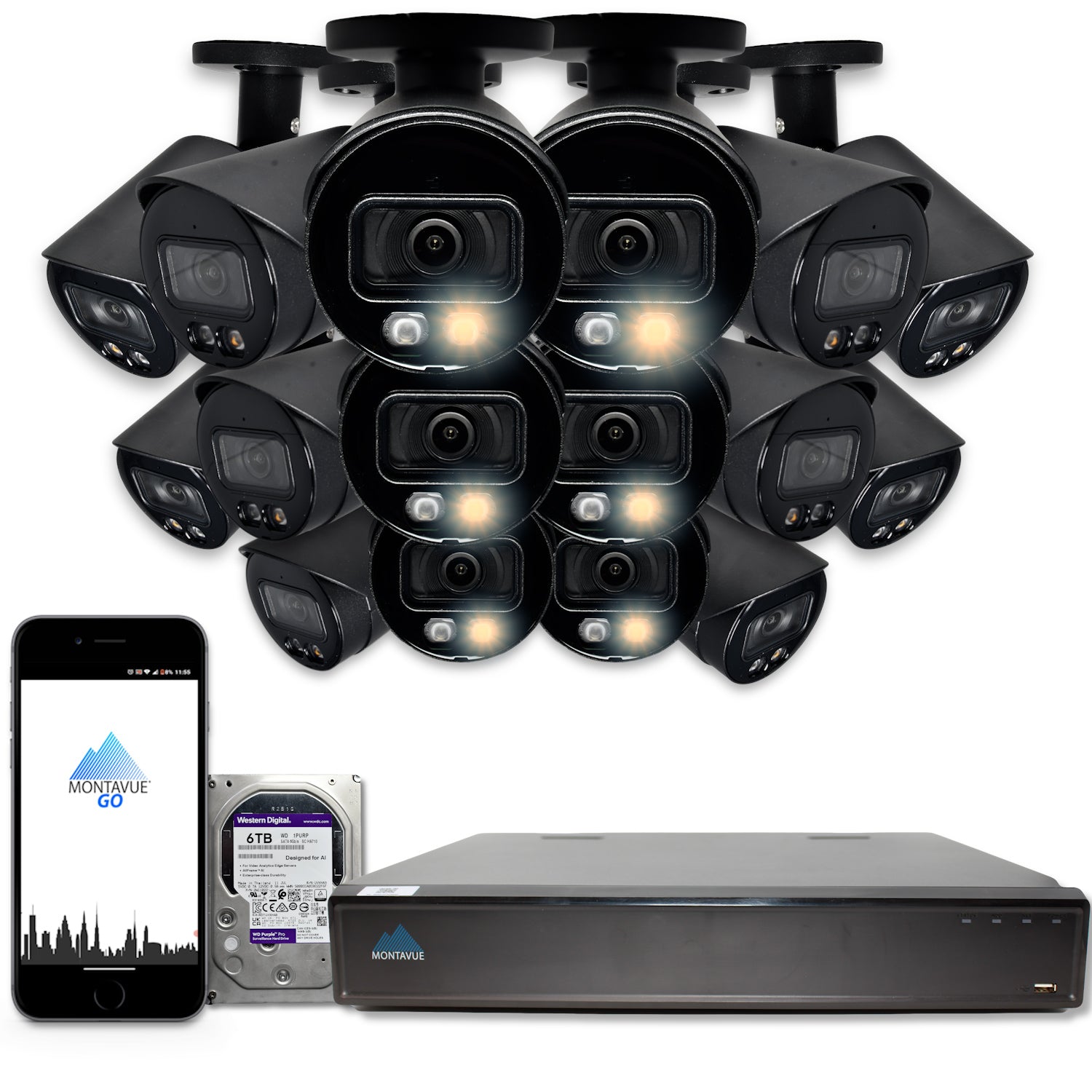 4MP 2K SMD+ Bullet Security Cameras & 32CH NVR System with 6TB HDD - Outdoor/Indoor Surveillance for Home & Business Security (MTB4095 Package)