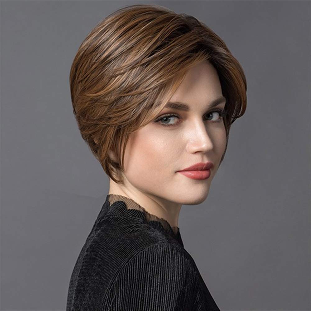 OYSRONG Heat Resistant Synthetic Fiber Wig for Women - Light Brown Straight Short Hairpiece | Perfect for Cosplay, Daily Wear & Costume Parties