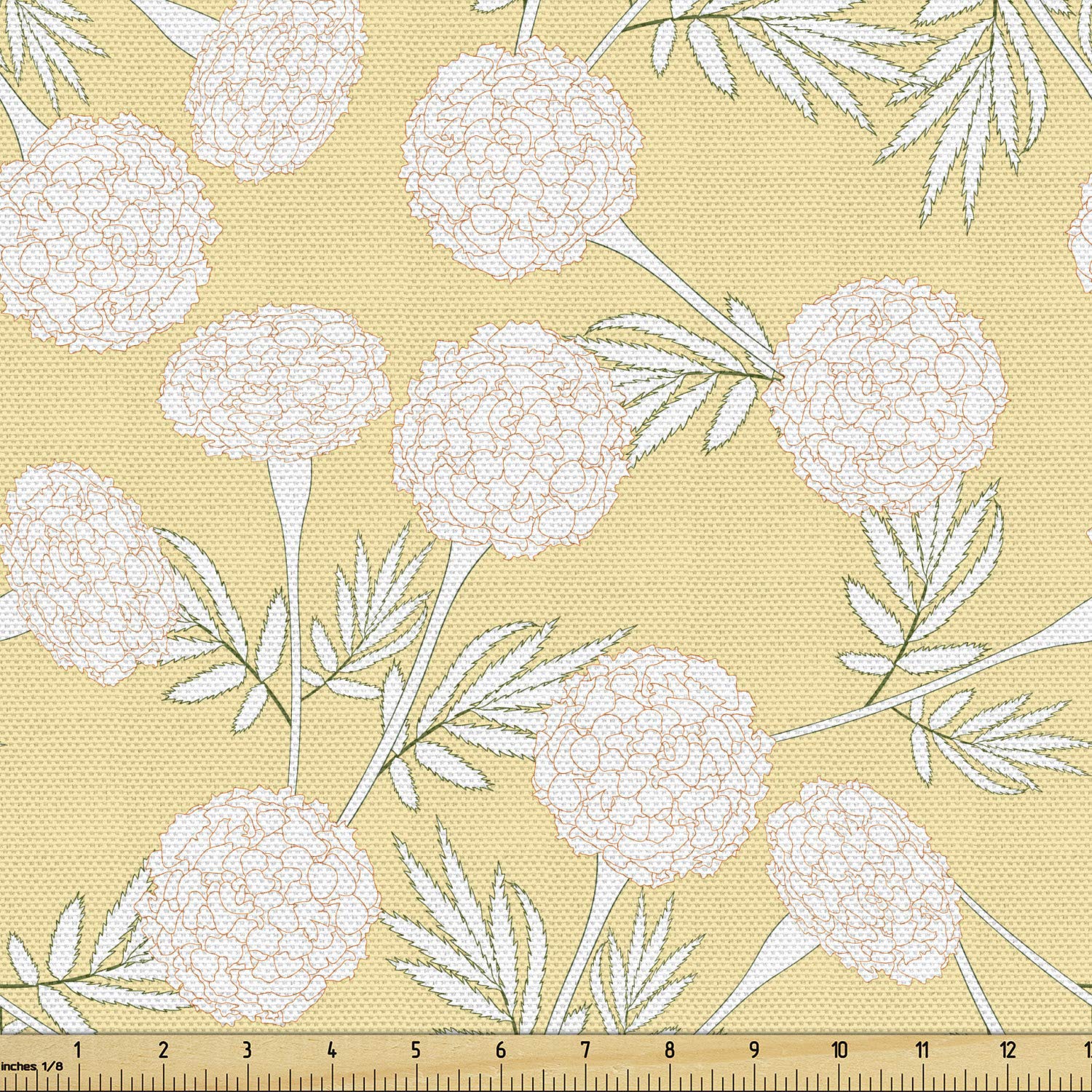 Ambesonne Floral Fabric by The Yard - Spring Clove Flower Print Upholstery Fabric for Sofa, Curtains & Home Decor (1 Yard, Beige Peach & Khaki) - Perfect for DIY Projects, Pillow Covers & Table Runners