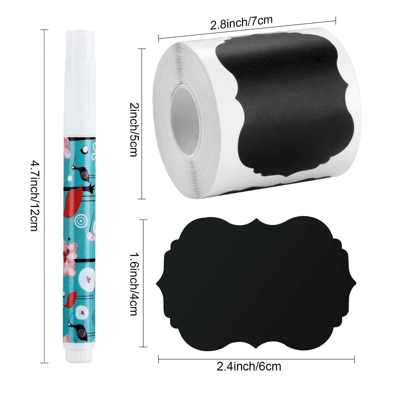 Erasable Chalkboard Labels - 120 Pcs Waterproof Reusable Sticker Labels with 1 Liquid Chalk Marker for Storage Bins, Mason Jars, Pantry & Office Organization (D-3 Shape) - Perfect for Home, Kitchen & Classroom Labeling