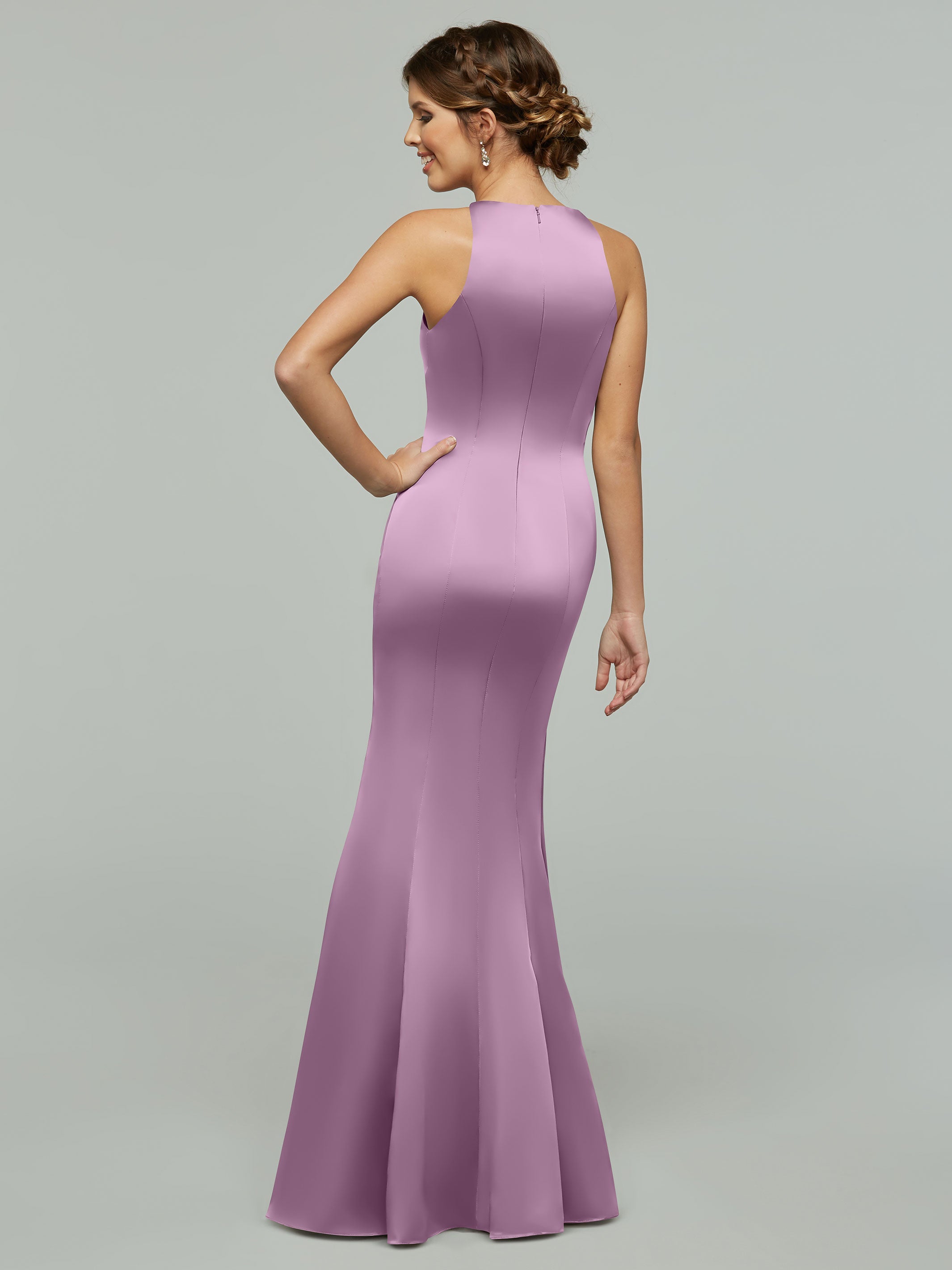Elegant Mermaid Satin Bridesmaid Dress with Halter Neckline - Perfect for Weddings, Prom & Formal Events - Style #80071