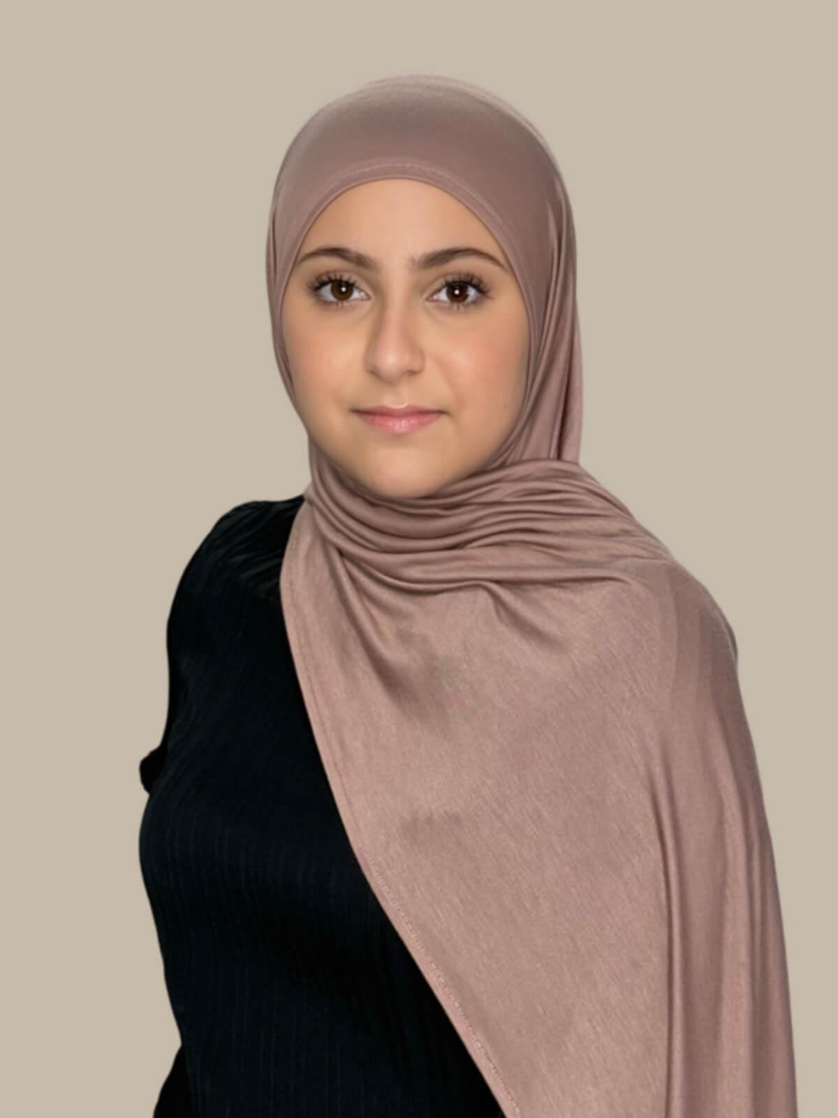 Modish Girl Pre-Sewn Jersey Hijab in Pale Taupe - Soft & Comfortable Muslim Headscarf for Daily Wear, Work, and Prayer