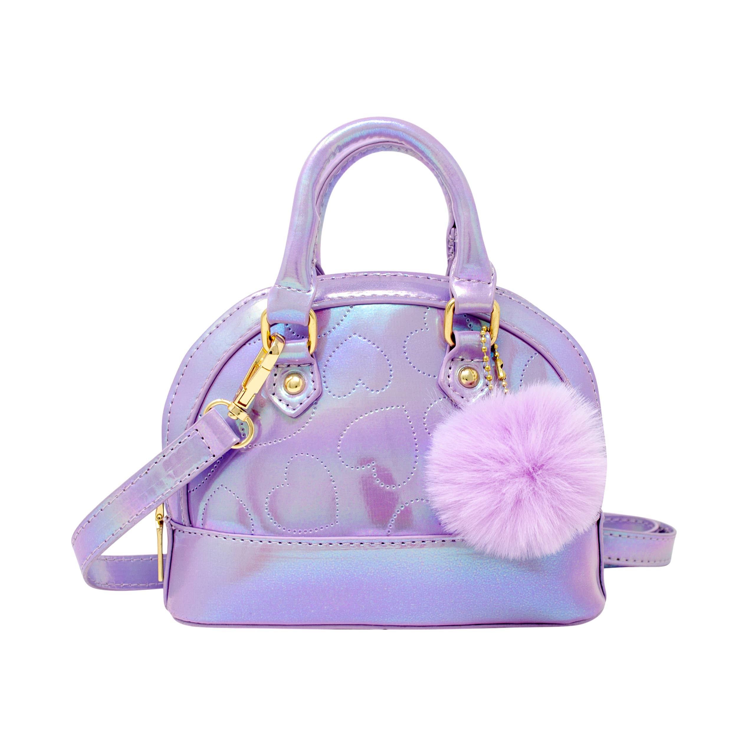 Shiny Dotted Heart Moon Handbag - Elegant Purple Evening Clutch for Women | Perfect for Date Night, Parties & Special Occasions