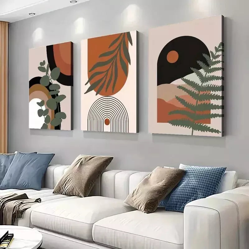 3-Piece Abstract Nature Canvas Prints Set - 50x70cm Framed Wall Art | High Quality Australian Made Ready-to-Hang Canvas Paintings for Living Room, Bedroom & Office Decor