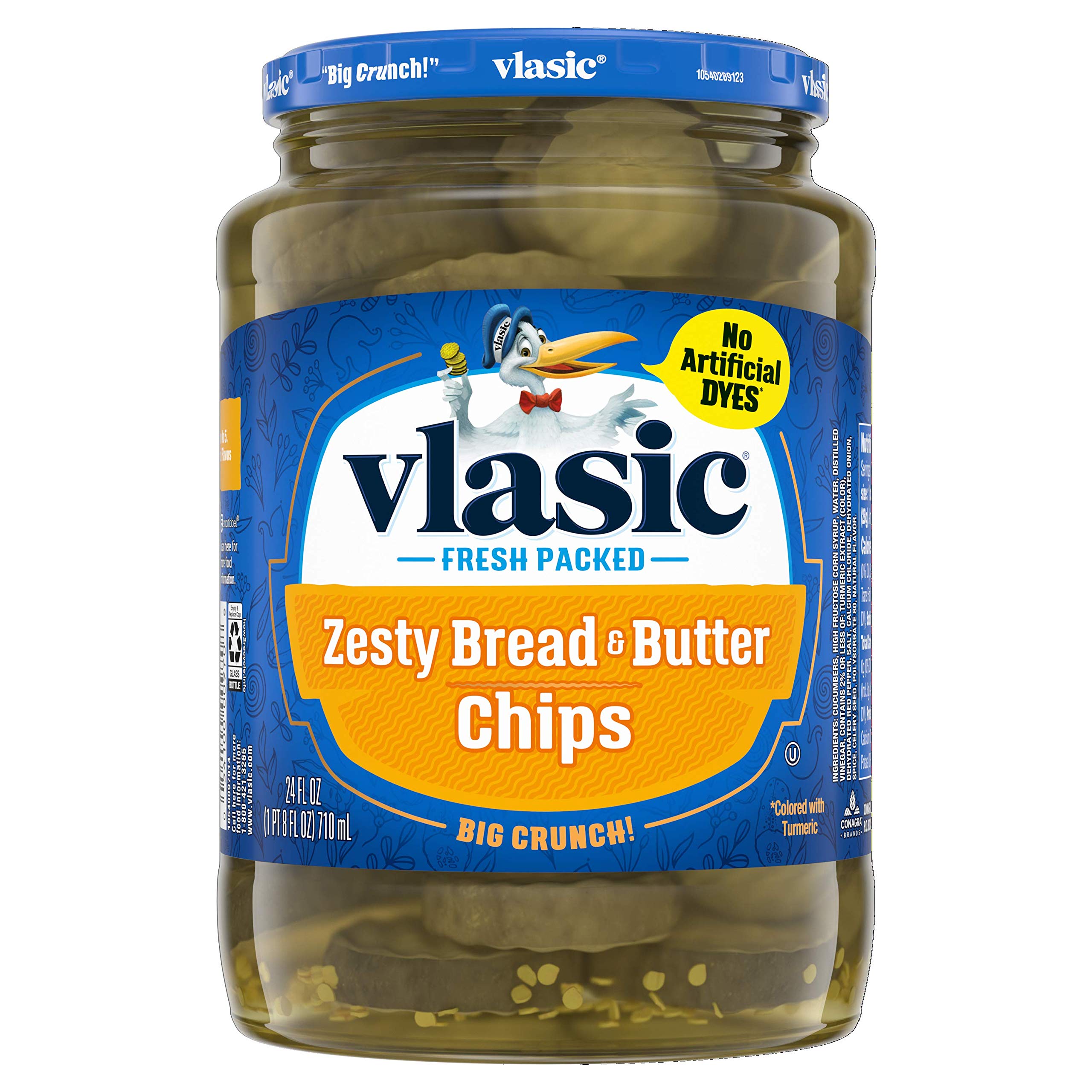 Vlasic Zesty Bread and Butter Pickle Chips - 12 Pack (24oz Jars) | Crunchy Sweet & Tangy Pickles for Burgers, Sandwiches & Snacking