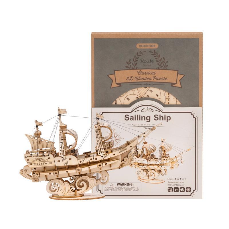 3D Laser Cut Wooden Sailing Ship Model Kit - DIY Wooden Boat Building Set for Adults & Teens - Perfect for Home Decoration, Gift, and Educational STEM Project