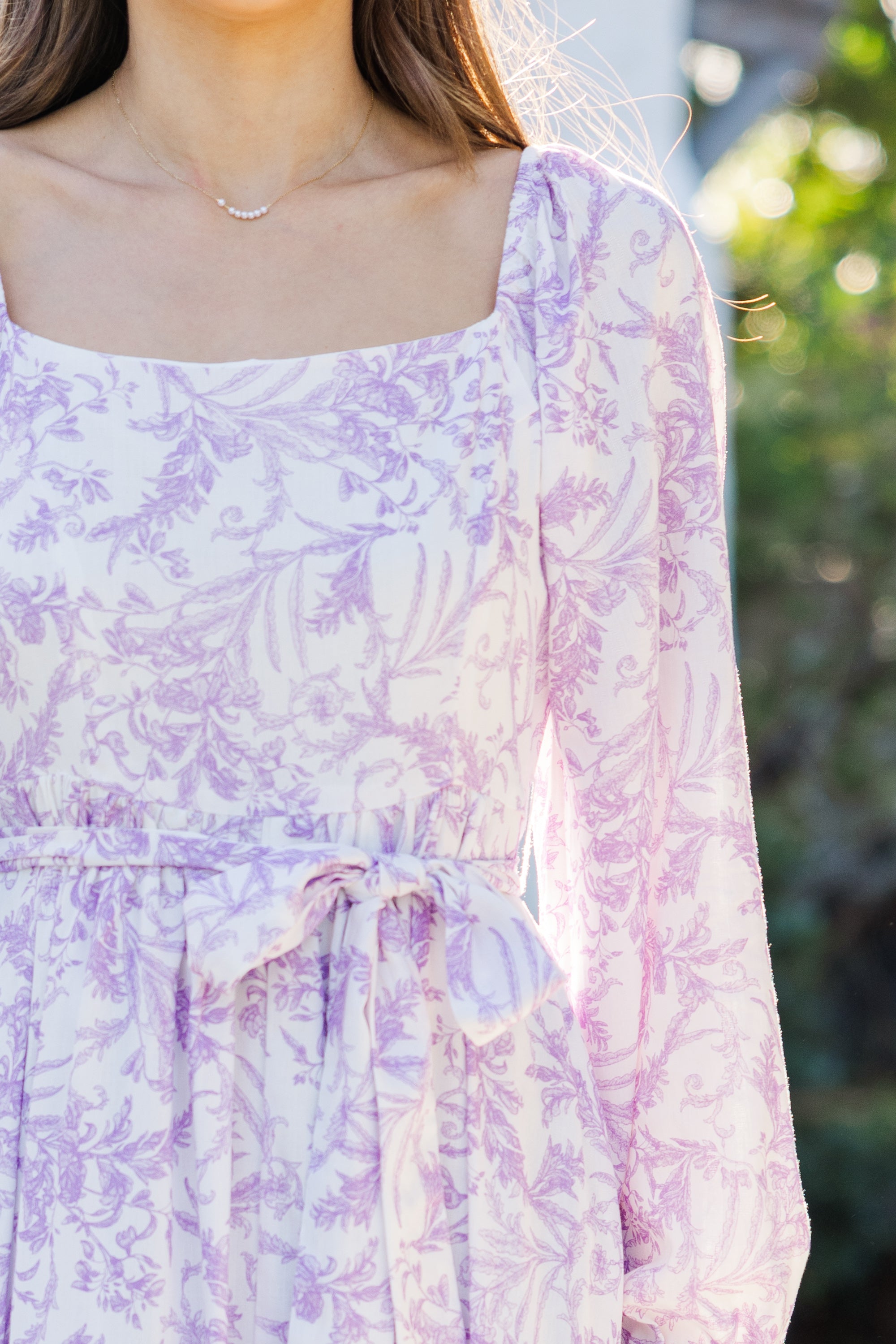Lavender Toile Midi Dress - Floral Print Summer Dress for Women | Perfect for Garden Parties, Brunch Dates & Romantic Outings