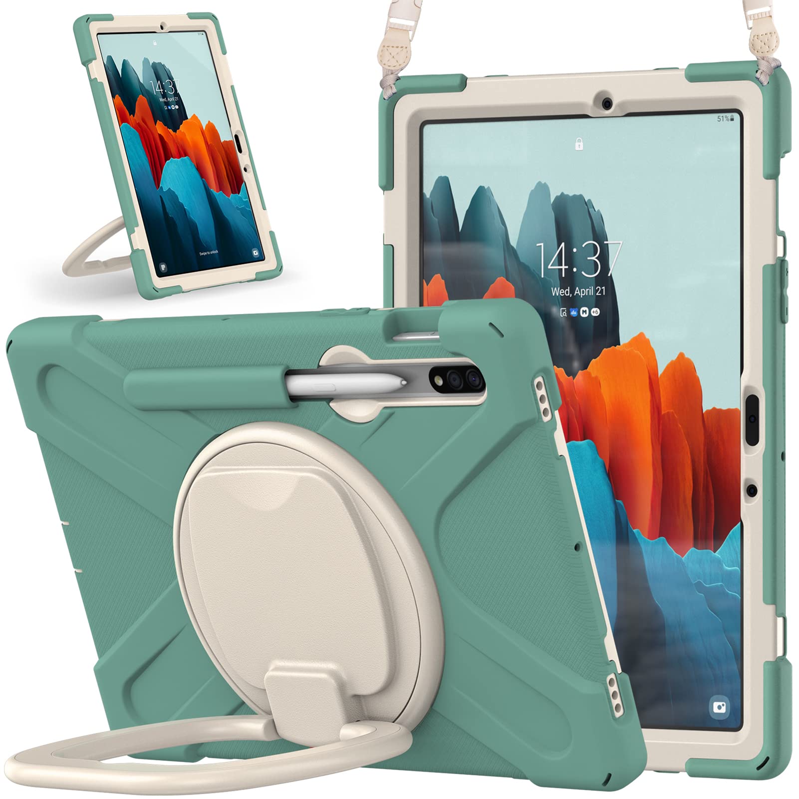 ORIbox Heavy Duty Rugged Protective Case for Samsung Galaxy Tab S8/S7 11 Inch - 3-in-1 Shockproof Bumper with 360° Ring Holder & Kickstand | Perfect for Commuting, Travel & Outdoor Use