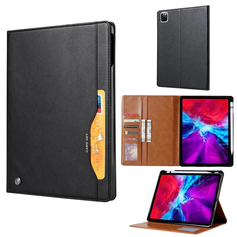 2024 iPad Pro 11-inch with Leather Flip Case - Business Folio Stand with Card Slot | Perfect for Office Work, Travel & Digital Note-Taking