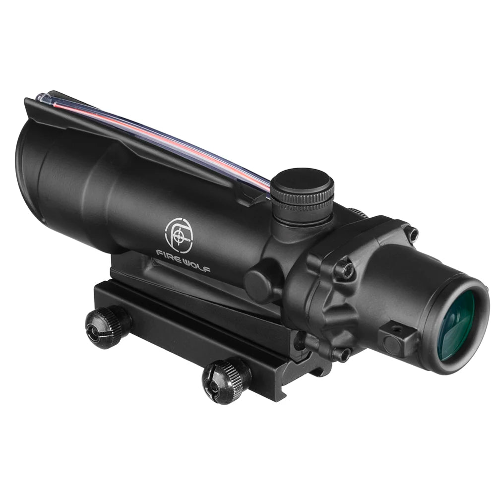 Fire Wolf 5x35 Tactical Rifle Scope with Green/Red Dot Reticle - Fiber Optic Sight for Hunting & Spotting | Perfect for Rifle Hunting, Tactical Shooting & Outdoor Adventures