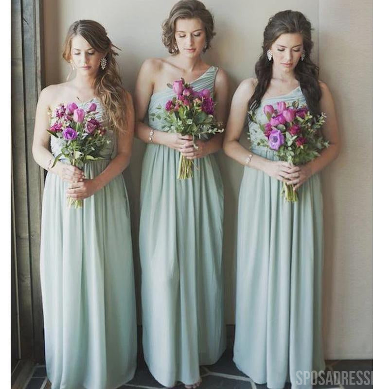 Elegant One Shoulder Chiffon Sage Green Bridesmaid Dress - WG784 | Perfect for Weddings, Formal Events & Special Occasions