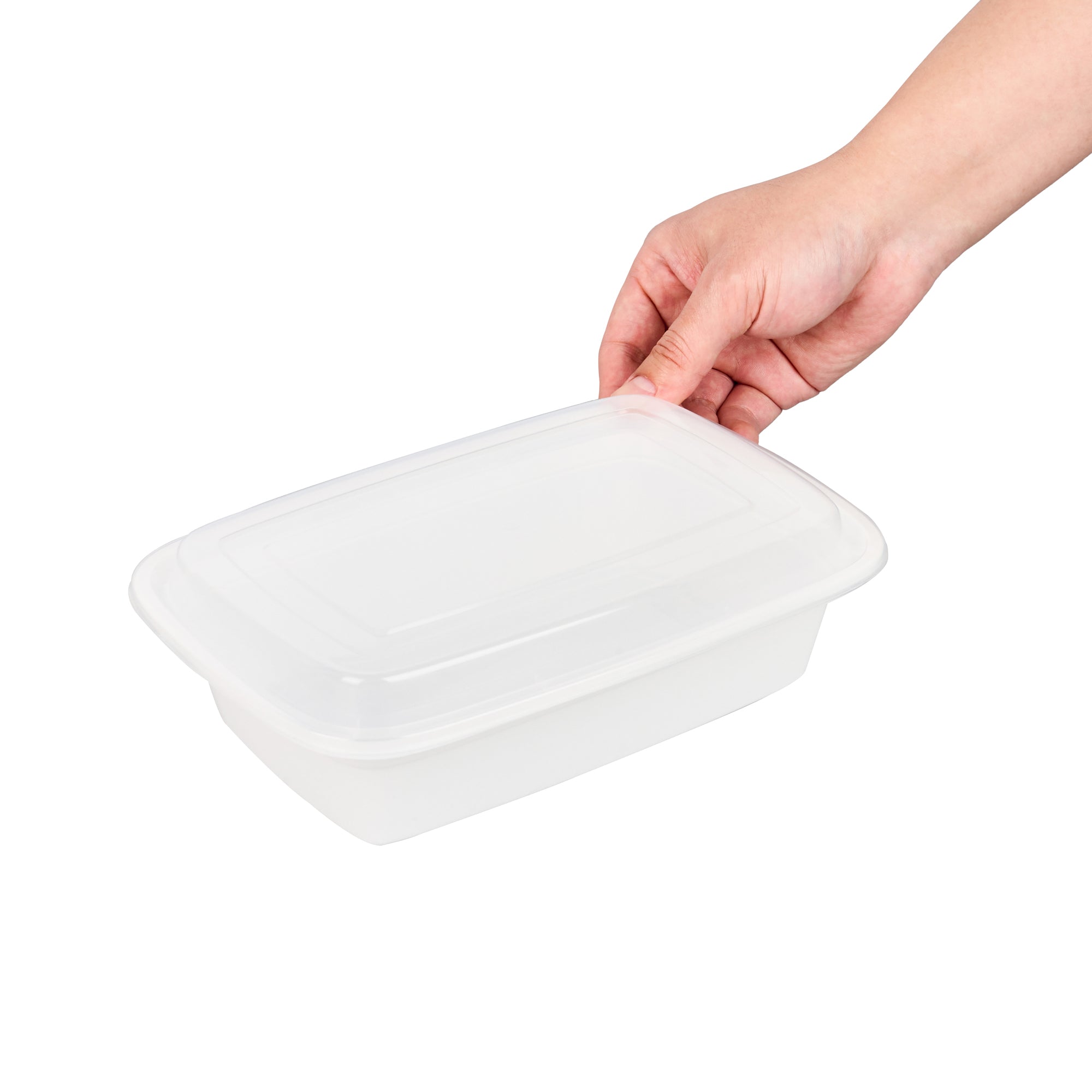 38 oz White Plastic To Go Containers with Clear Lids - 50 Pack, Microwave Safe Rectangle Food Storage Boxes (8.75