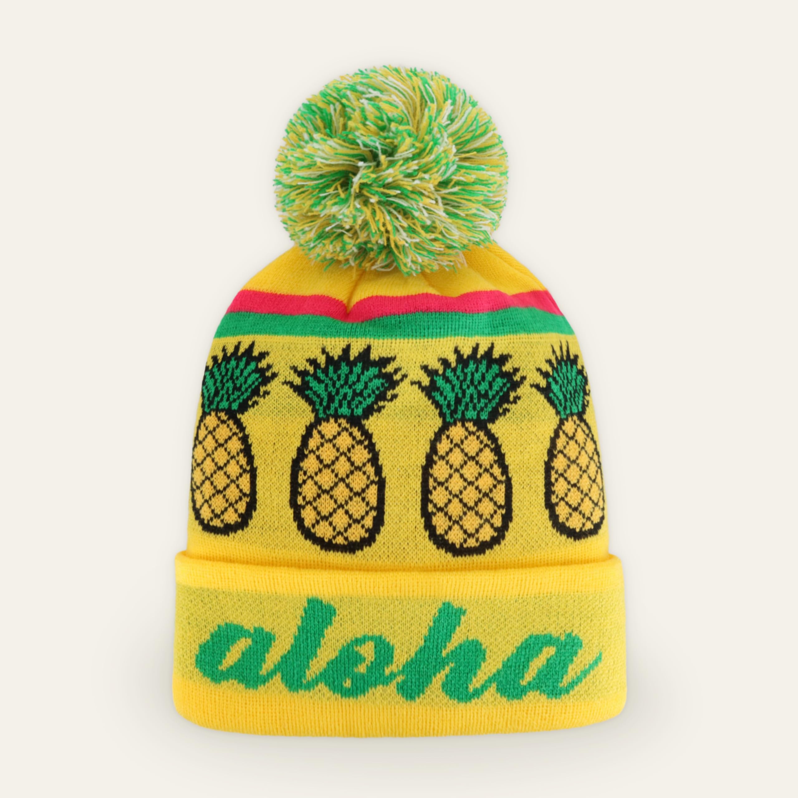 Skully Pom Pom Knit Beanie - Warm Winter Hat for Men & Women - Colorful Fun Design for Outdoor Activities & Casual Wear