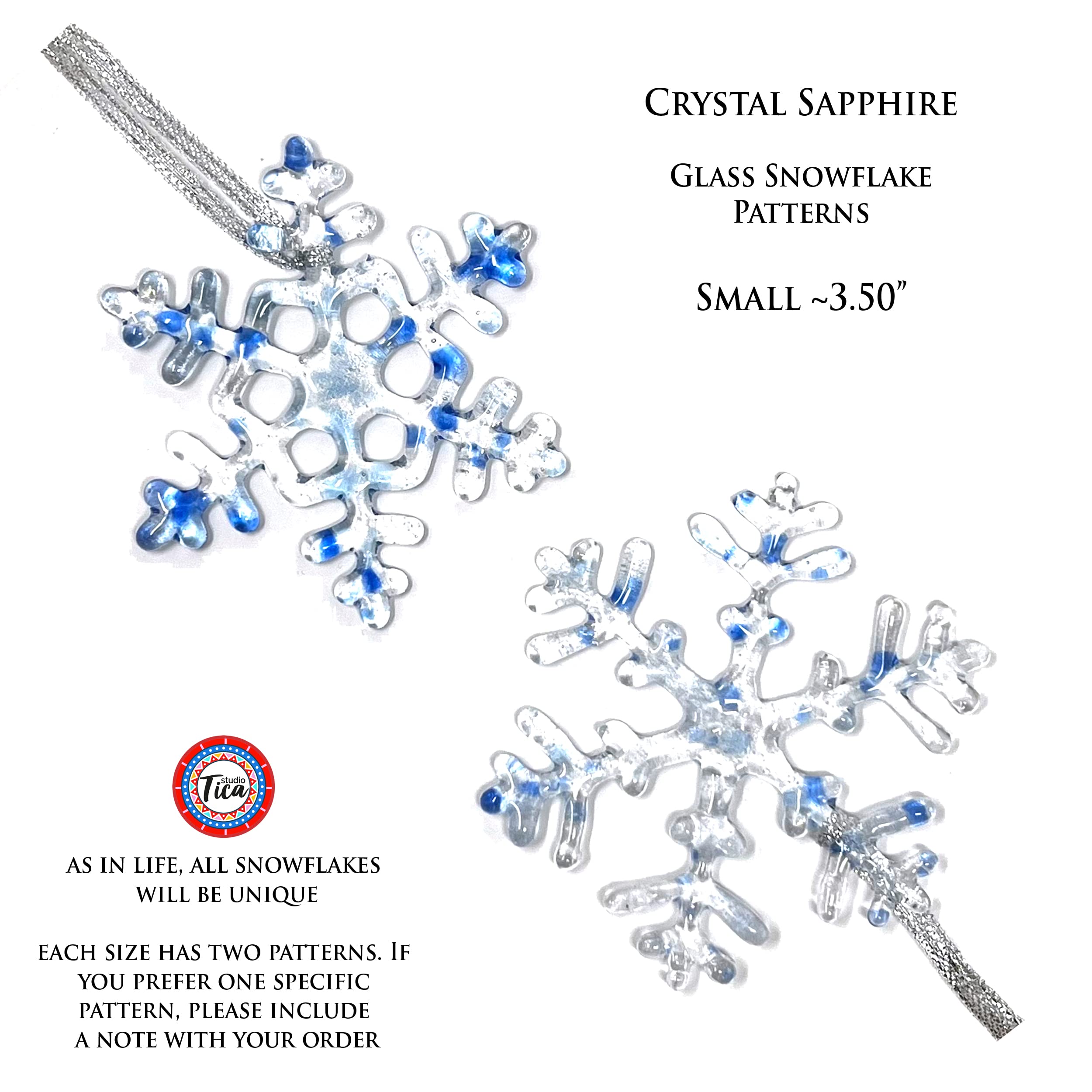 Handmade Sapphire Crystal Glass Snowflake Christmas Ornament - Large Modern Holiday Decoration for Christmas Tree, Suncatcher & Stocking Stuffer - 2024 Edition - Perfect for Festive Home Decor & Gift Giving