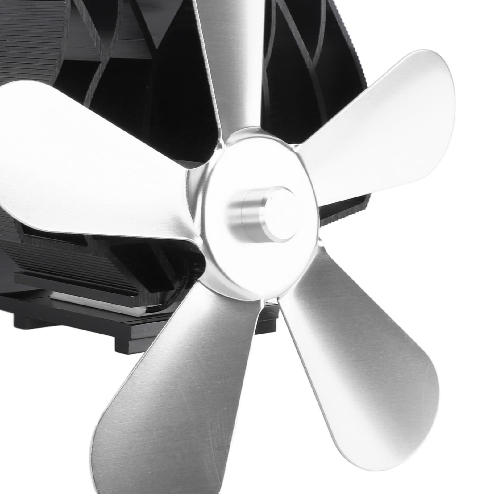 Heat Powered Stove Fan - 5 Blade Wood Burning Fireplace Fan (Silver) for Efficient Heating