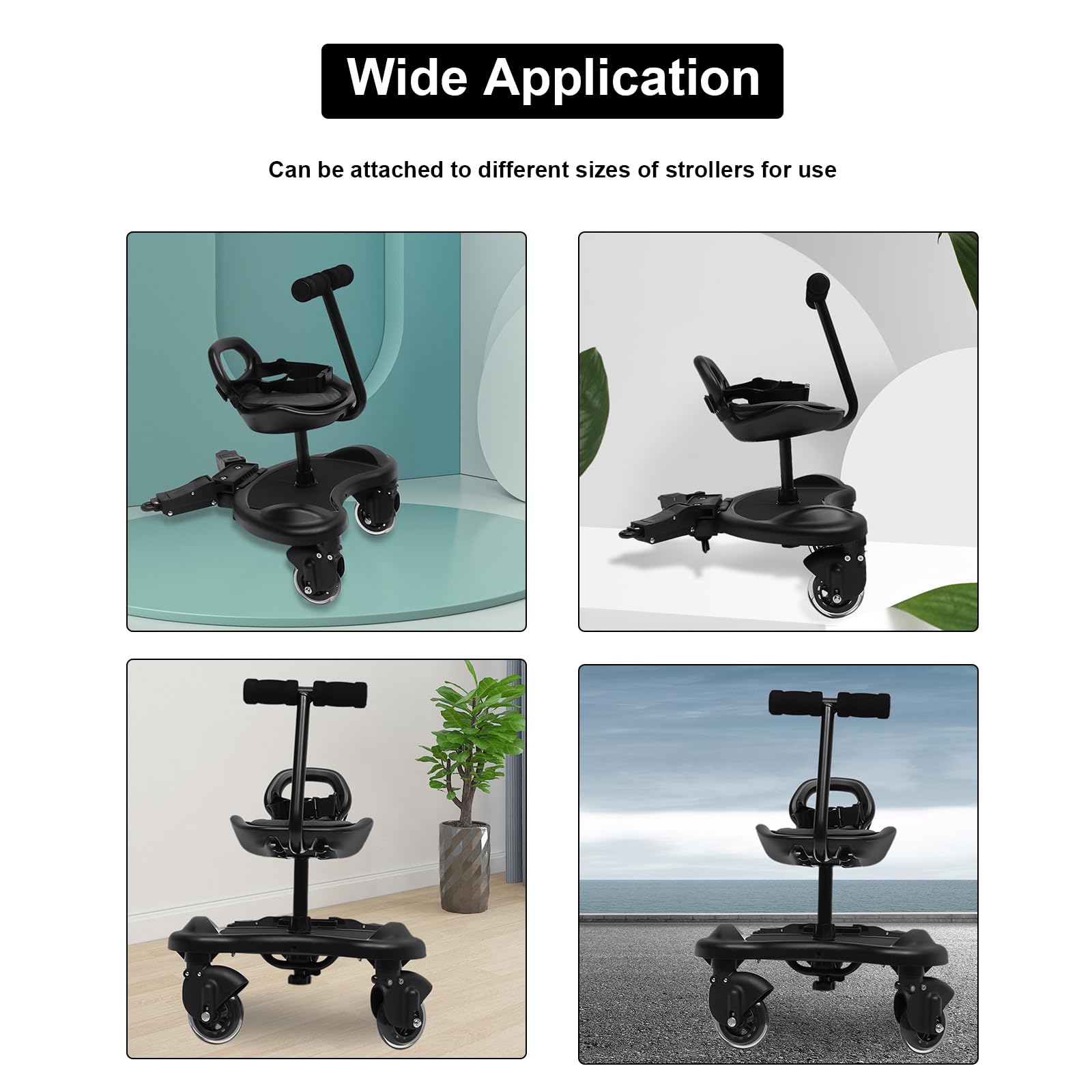 Universal 2-in-1 Stroller Board with Detachable Seat - Ride-On Buggy Board for Kids 2-6 Years (Up to 55 lbs) - Perfect for Shopping, Travel & Outdoor Adventures