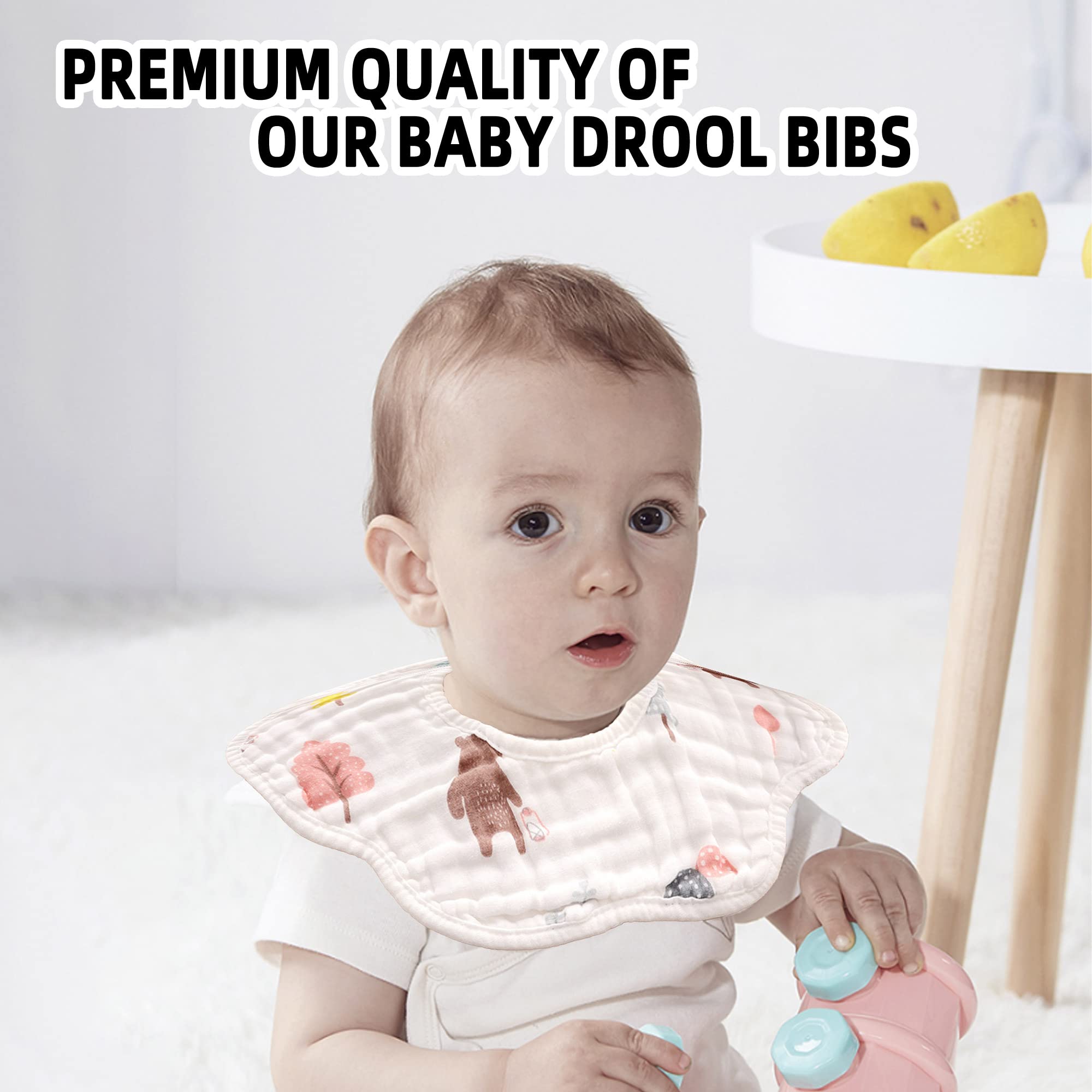 Organic Cotton Muslin Bibs for Babies - Soft & Absorbent Bandana Drool Bibs for Newborns, Boys & Girls - Perfect for Teething, Drooling & Mealtime Messes