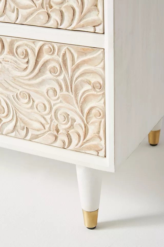 Hand Carved Gulliver Three Drawer Wooden Dresser - Modern Solid Wood Bedroom Chest of Drawers for Storage & Organization | Perfect for Bedroom, Nursery, or Guest Room Furniture