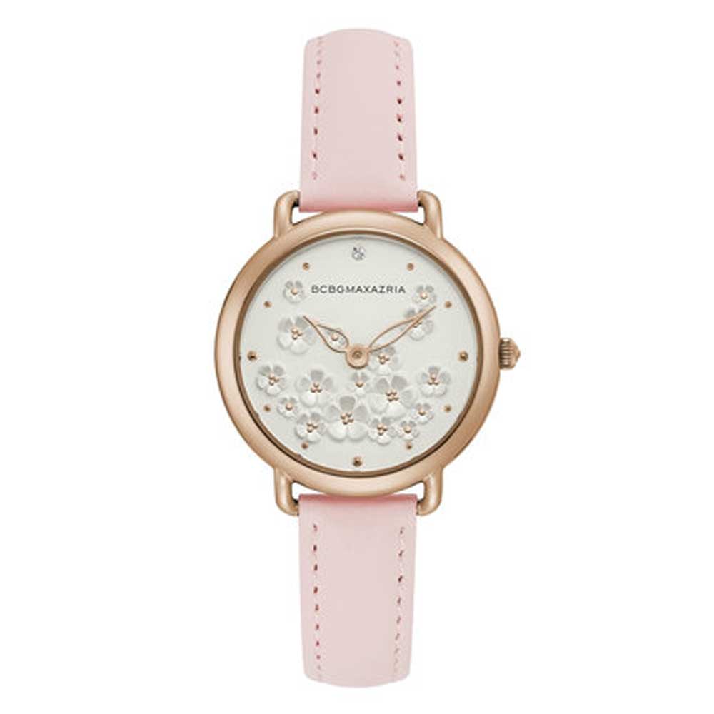 BCBGMAXAZRIA Women's Quartz Rose Gold Stainless Steel Watch with Pink Leather Strap BG50676004 - Perfect for Office, Party & Everyday Wear