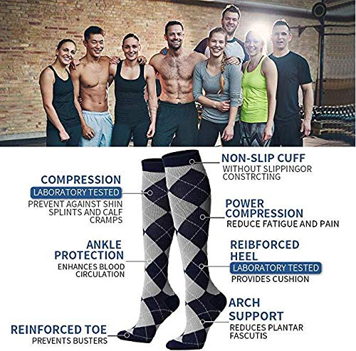 Best Compression Socks for Women & Men - Improved Blood Circulation & Support for Running, Sports, Nursing, Travel - Perfect for Athletes, Nurses & Frequent Flyers